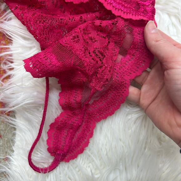 Vintage 80s Victoria's Secret Pink Lace One Piece Teddie Bodysuit Lingerie 36C - Picture 5 of 8